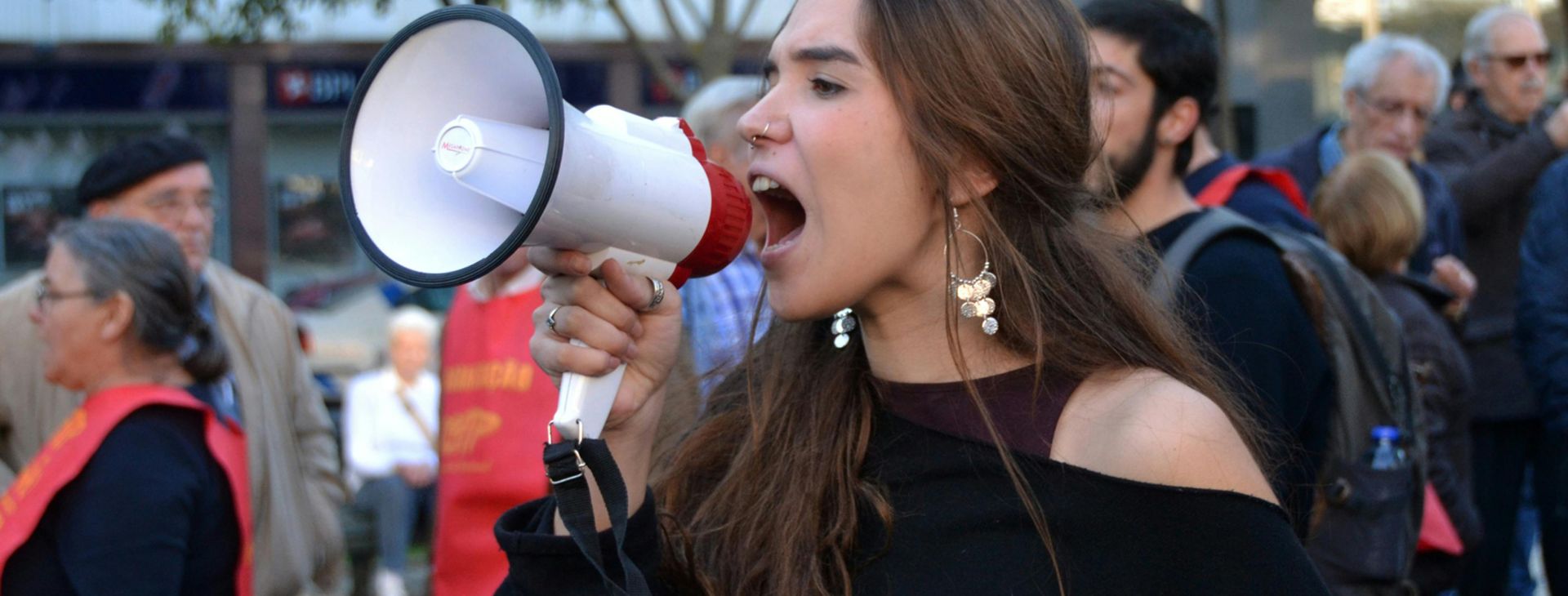 Woman Shouting through Megaphone